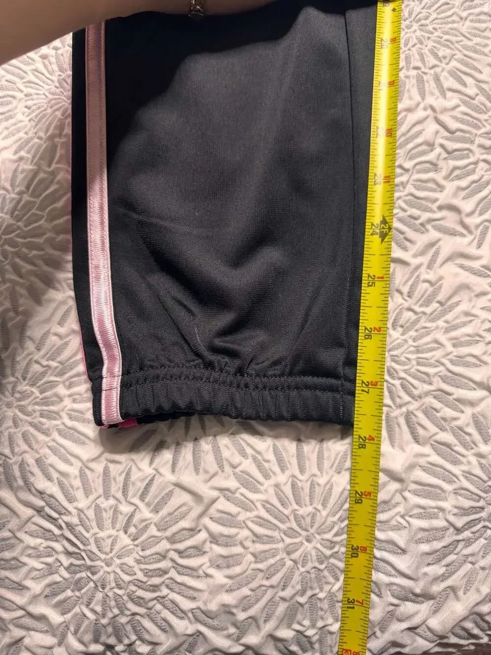 Adidas Girls XL Regular Fit Track Pants Black with Pink Stripes
